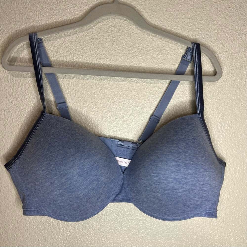 Cacique blue heathered satin t-shirt bra 44DD